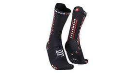 Paire de chaussettes compressport pro racing socks v4 0 bike noir   rouge