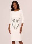 Adrianna Papell Tip Crepe Tie Dress, Ivory/Black