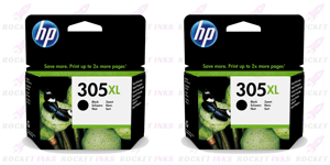 2x HP 305XL Black Original Ink Cartridges For DeskJet 2722 Printer 3YM62AE