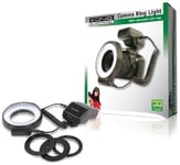 5500K TO 6000K 60 LED CAMERA RING LIGHT CLOSE-UP FLASH + ADAPTER RINGS 52 - 72MM