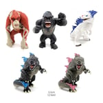 5Pcs Godzilla VS King Kong Shimo Toys PVC Statue Q Figure Model Scenes Doll Gift