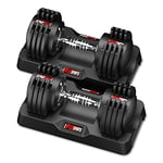 EnterSports Lot de 2 haltères réglables de 12 kg pour gagner de la place, haltères réglables avec poignée antidérapante, 5 niveaux de poids de 2 à 12 kg, bon pour la maison, le bureau