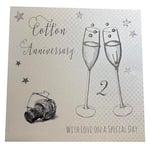 White Cotton Cards Carte 2e Anniversaire de Mariage Faite Main Inscription Cooton Anniversary with Love on Your Special Day