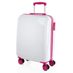 ITACA - Set Valise Rigide, Lot de Valises Soute Avion 4 roulettes - Sets de Bagages, Valise à Roulette en Soldes pour Voyages. Lot Valise: Ensemble pour Voyages élégants, Blanc-Fuchsia