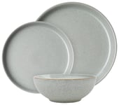 Denby Elements 12 Piece Stoneware Dinner Set - Light Grey