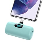 Feob Power Bank USB C 5000mAh,15W PD 3.0A Fast Charging Portable Charger Mini Power Bank LCD Display Battery Pack Compatible with Samsung S23,S22/Note/Moto/LG/Pixel/Nexus, USB C Phones etc - Green