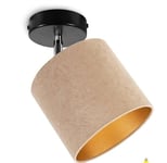 Light-Home Luminaires Intérieur - Plafonnier Salon Milan Collecte - Moderne Lustre pour Chambre, Salon, Cuisine - Applique 1-Lumières en Métal et en Tissu - Diamètre 15cm - Beige avec Noir