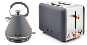 Toaster  Kettle 1.7L 3000W Pyramid 2 Slice Grey & Rose Gold Tower Cavaletto