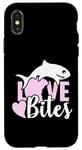 Coque pour iPhone X/XS Love Bites Funny Valentines Shark Apple Bite, maman, papa, enfants