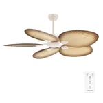 Cecotec - Ventilateur de Plafond avec Lumière EnergySilence Aero 5200 Palm - 36 W, Diamètre 132 cm, Télécommande, Minuterie 8 Heures, 6 Vitesses et 5 Pales, Mode Été/Hiver