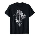 Gothic Cross with Moth Grunge Aesthetic Y2k Mall Trad Goth T-Shirt