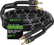 GearIT Hi-Fi 2x4mm≤ Speaker Wire with Banana Plugs (1.82 Meters - 6', Black 