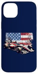 iPhone 14 Plus Vintage Auto Racing Car American Flag 4th of July, Auto Race Case