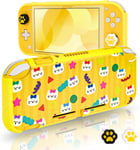 Coque Pour Switch Lite,Cute Element Protective Soft Case Grip Cover Shockproof Anti Scratch Shell With 2pcs Capuchons De Poignée De Pouce,Jaune