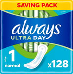 Always Ultra Sanitary Towels, Size 1, Normal, 128 Towels (32 x 4 Packs)