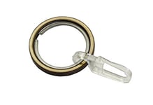 GARDINIA Anneau pour Tringle à Rideau de 20 mm de Diamètre, Insert Coulissant et Crochet Pliant Inclus, 6 Pièces, Série Chicago, Largeur 4 mm, Métal, Bronze