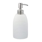 Relaxdays Porte-Savon Liquide, 300 ML, Rechargeable, Salle de Bain, Cuisine, Distributeur shampoing, Pompe INOX, Blanc, 1 élément