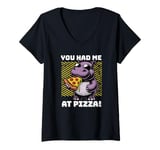 Womens You Had Me at Pizza Funny Foodie Pizza Lovers Hippo V-Neck T-Shirt