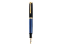 Pelikan Souverän® 400, Svart, Blå, Inbyggt Påfyllningssystem, Guld/Rodium, Bold, Ambidextrous, Tyskland