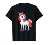 Red Unicorn Nose Funny Day 2024 Red Unicorn Nose Kids Girls T-Shirt