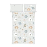 Herding babybest Parure de Lit en flanelle Éléphants, Taie d'Oreiller 40 x 60 cm avec Ouverture Portefeuille, Housse de Couette 100 x 135 cm avec Boutons, Coton/Flanelle