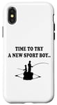 Coque pour iPhone X/XS Il est temps d'essayer un nouveau sport père et fils partenaire de pêche garçon