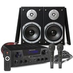 Karaoke Set with Bookshelf Speakers, AV430B Amplifier and Wired Microphones