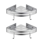 Ibergrif - Étagère d'angle de Douche, Etagère de Salle de Bain Sans Forage, Accessoire et Cuisine Serviteurs de Douche, Aluminium, 2 Pièces Argent