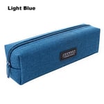 Pencil Case Simple Pen Bag Zipper Storage Box Light Blue