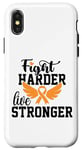 Coque pour iPhone X/XS Lutte plus dur Live Stronger Orange Ribbon Sensibilisation à la leucémie