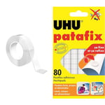 GRIFEMA GA4001-1, Double Face Extra Fort, Scotch Transparent Double Face, Nano-Ruban Lavable & UHU Patafix blanche - pastilles adhésives prédécoupées, pâte à fixer, repositionnables, blanche