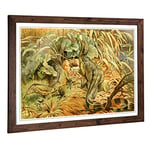 Big Box Art Framed Print of Vintage Brehms Tierleben 1913 Water Monitor Design | Wall Art Picture | Home Decor for Kitchen, Living Room, Bedroom, Hallway, Walnut, A2 / 24.5x18 Inch / 62x45cm