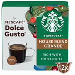 Café Capsules Compatible Dolce Gusto Grande House Blend Intensité 8 By Nescafé Dolce Gusto Starbucks - 12 Capsules