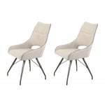 Meubletmoi - Lot de 2 chaises tissu beige et pieds métal - anaïs