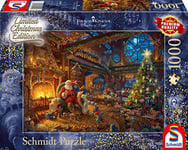 Schmidt Spiele- Thomas Kinkade Puzzle 1000 pièces Le Père Noël et Son Lutin Édition limitée, 59494, coloré, 69,3x49,3cm