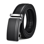 FEFLO Ceinture Homme Cuir Réglable à Cliquet Ceinture Boucle Automatique (XXL, longueur de la ceinture 125cm, convient à la taille 98cm~108cm) Noir, pour Jeans et Costumes, Taille Ajustable