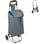 Chariot de courses, pliable, 25 l sac d'achats avec roulettes, chargeable jusqu'à 10 kg, 91 x 40 x 30 cm,gris - Relaxdays