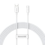 Baseus Superior Series USB-A - USB-C Kabel, 65W, 2m - Hvit