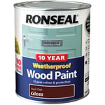 Ronseal 38774 10 Year Weatherproof Wood Paint Dark Oak Gloss 750ml