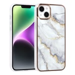 Coque en TPU marbré blanc pour iPhone 14 Plus/15 Plus