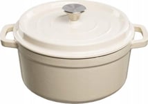 Cast Iron Pot Grand Feu, Minimalist Design "Casserole" With Lid, 4.7L, White