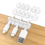 Clips Câble, Lot De 5 Support Cable Bureau, Organisateur Cable Bureau, 5 Tailles De Accroche, Rangement Cable Pour Chargeur/Écouteur/Pc(Transparent)