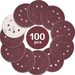 100PCS Disque de Ponçage 125mm Grain 60, Disques a Poncer Papier Abrasifs 8 Trous Idéal pour Poncer/Polir pour Ponceuse Excentrique