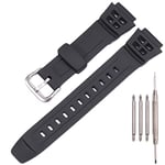 Resin Strap Compatible with Casio AE-1300 AE-1200 F-108 W-216H AE-1000w SGW-300H AQ-S800W W-800H Men's Watch Band Sport Waterproof Silicone Replacement Bracelet (KOU BalckS)