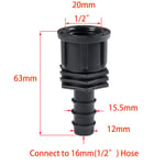 Raccord de tuyau d'arrosage en plastique,raccord de tuyau d'irrigation,connecteur cannelé,filetage mâle femelle,1/2,3/4,1/2,1 pouce,16mm,20mm,25mm - Type 1I2 inch to 16mm