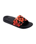 Reef Womens One Slide Hibiscus - Black/Red Rubber/Plastic - Size UK 9