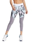 Nike Women Pro Hyp FM Crop Tights - White/Gunsmoke/Heather/White, Large