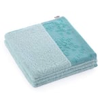 AmeliaHome Serviette de Douche 100% Coton - 70 x 140 cm - Bordure - Bleu Clair - 500 g/m² - Crea