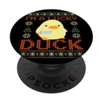 Funny Duck with Knife Meme - I'm a Lucky Duck Ugly Christmas PopSockets Adhesive PopGrip