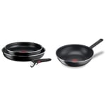 Tefal Ingenio Lot de 2 poêles 24/28 cm + poignée amovible, Non induction, Revêtement antiadhésif & Day By Day On Poêle Wok 28 cm, Non induction, Revêtement antiadhésif, Fonction Thermo-Signal